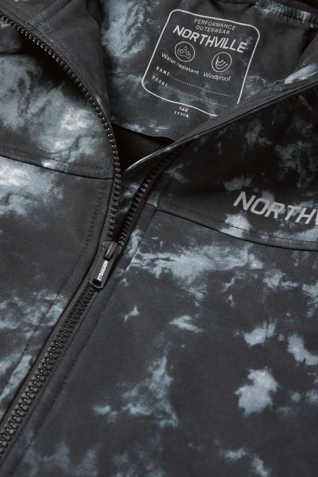 Copii - Băieți - Geacă softshell cu glugă - impermeabilă - cu model - antracit