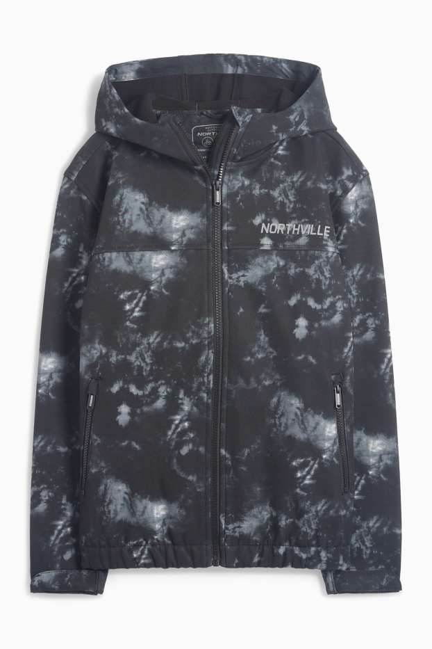 Copii - Băieți - Geacă softshell cu glugă - impermeabilă - cu model - antracit
