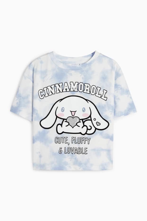 Copii - Fete - Cinnamoroll - tricou cu mânecă scurtă - cu model - alb / albastru deschis