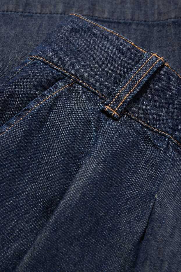 Women - Denim Bermuda shorts - mid-rise waist - denim-dark blue