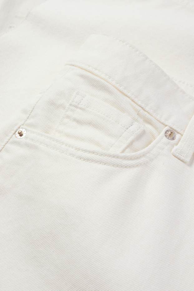 Femei - Crop wide leg jeans - talie medie - alb