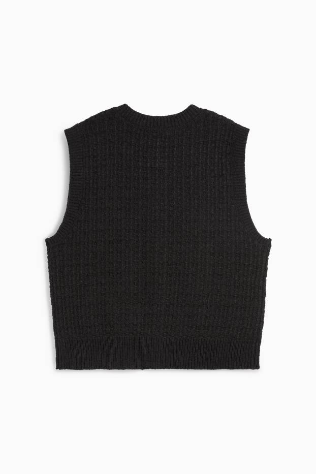 Femei - Vestă tricotată - structurată - negru