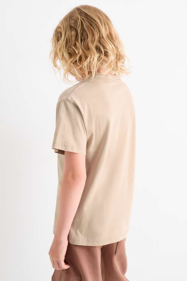 Copii - Băieți - Schelet skater - tricou cu mânecă scurtă - bej