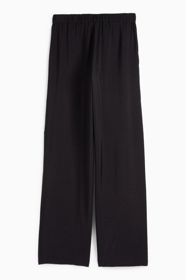 Femei - Pantaloni de stofă - talie înaltă - wide leg - negru