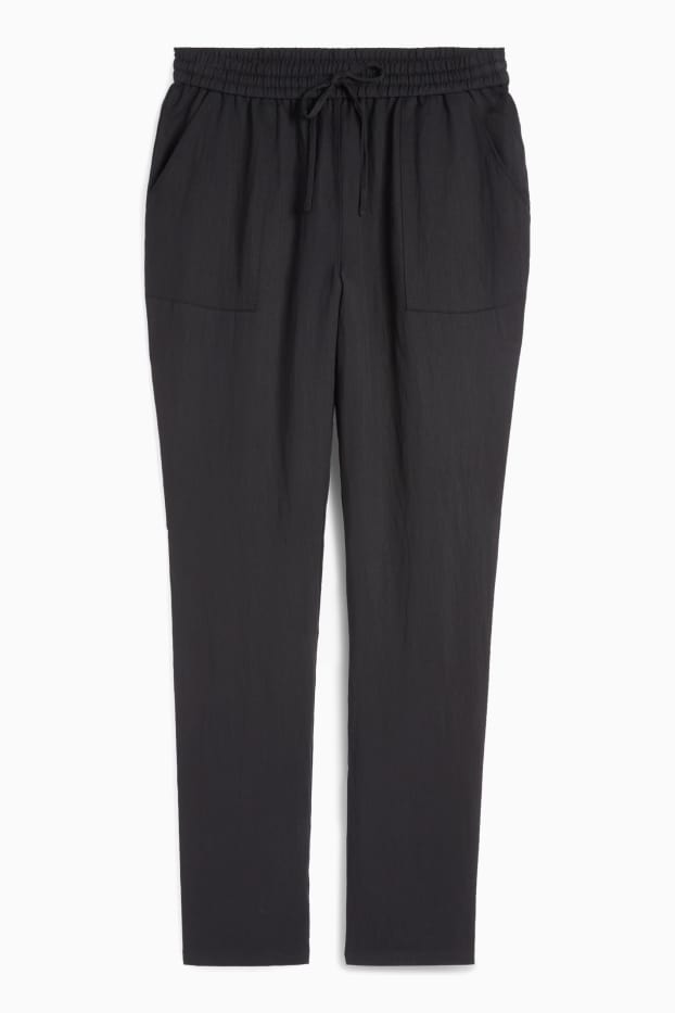 Femei - Pantaloni de stofă - talie medie - tapered fit - negru