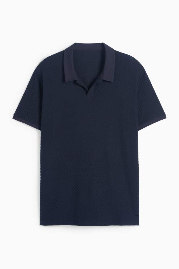 Bărbați - Tricou polo - structurat - albastru închis