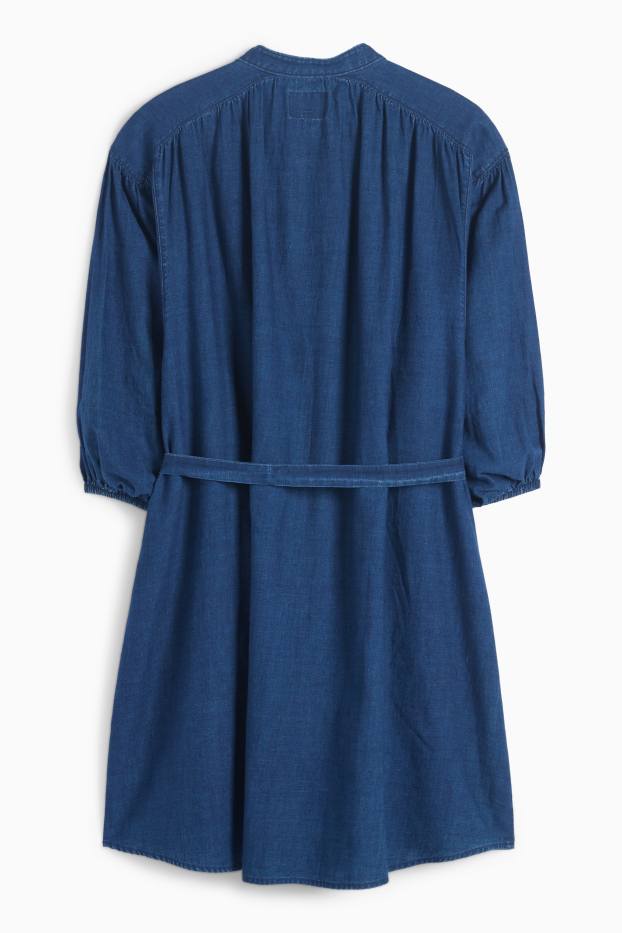 Femei - Rochie tip bluză din denim - denim-albastru
