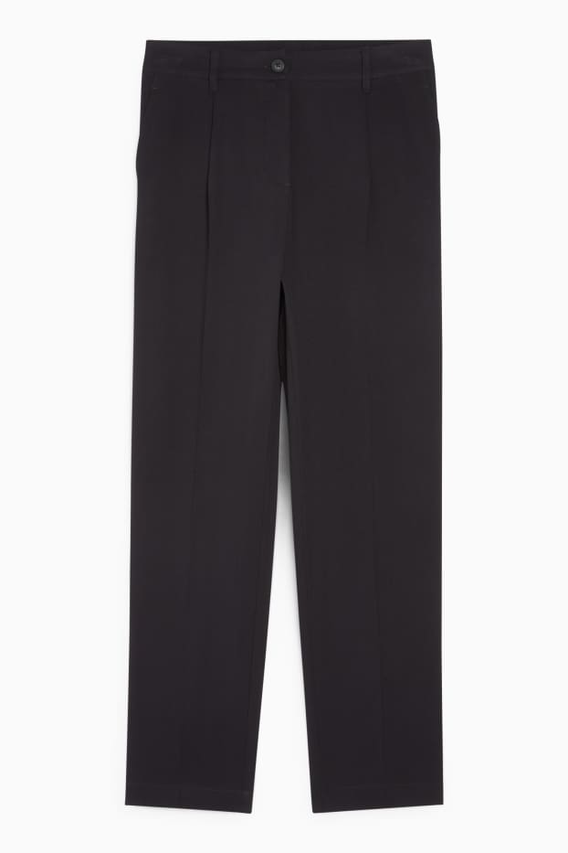 Femei - Pantaloni de stofă - talie înaltă - tapered fit - negru