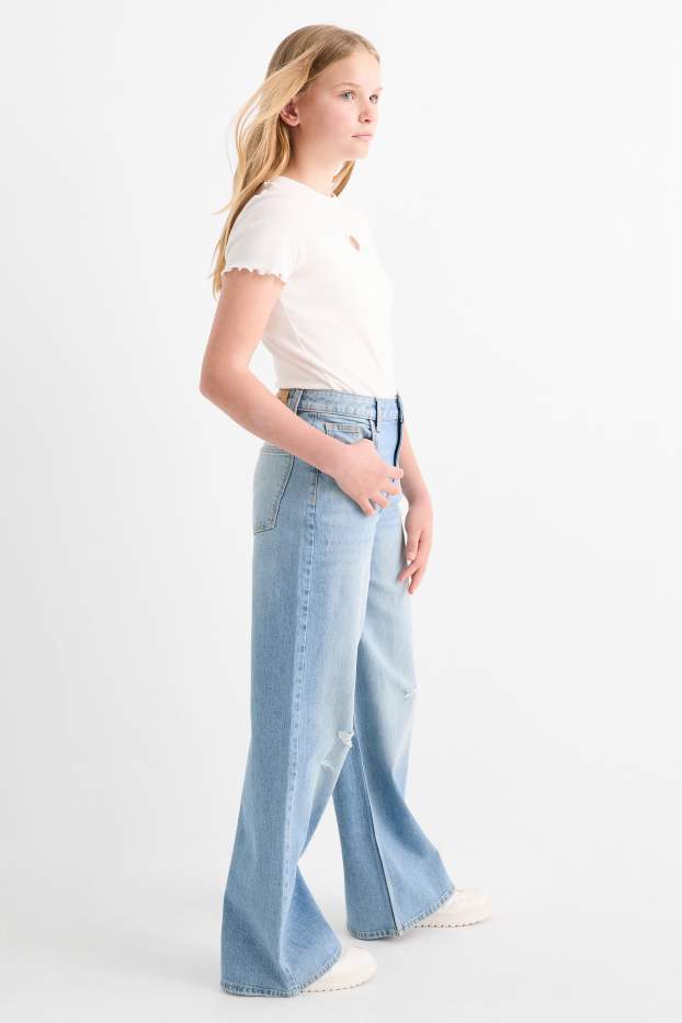 Copii - Fete - Wide leg jeans - denim-albastru deschis