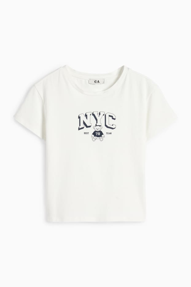 Femei - Tricou crop - alb