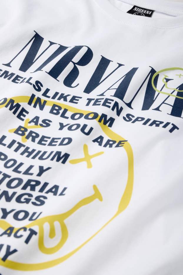 Copii - Băieți - Nirvana - tricou cu mânecă scurtă - alb