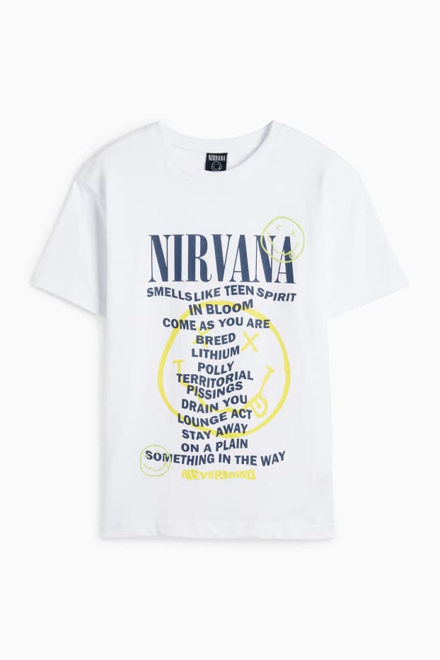 Copii - Băieți - Nirvana - tricou cu mânecă scurtă - alb