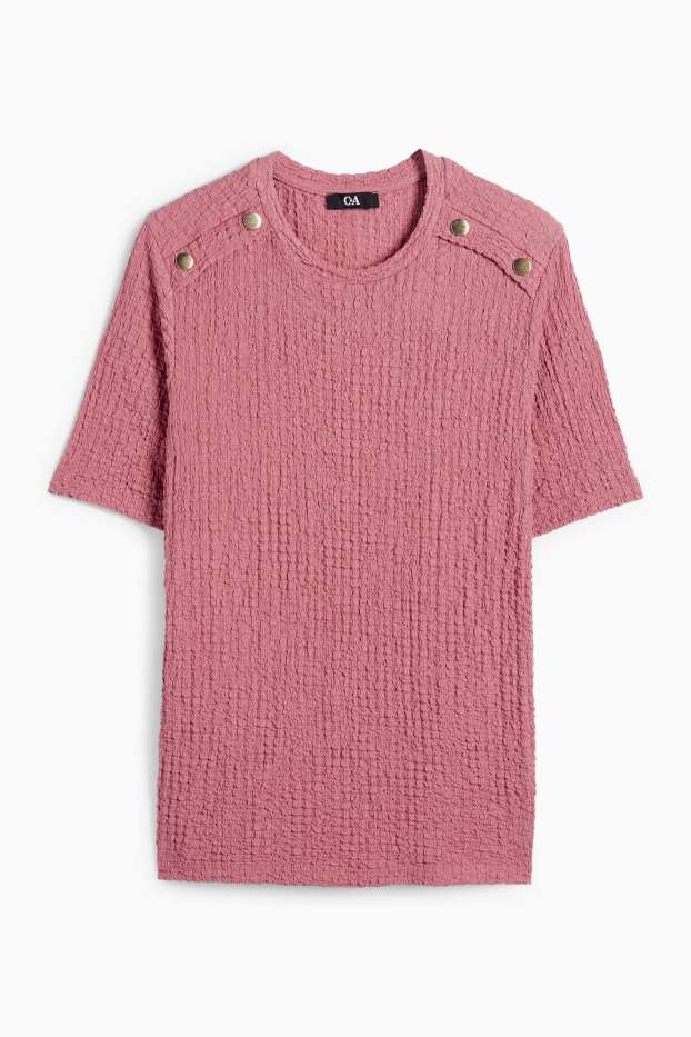 Femei - Tricou - regular fit - structurat - roz închis