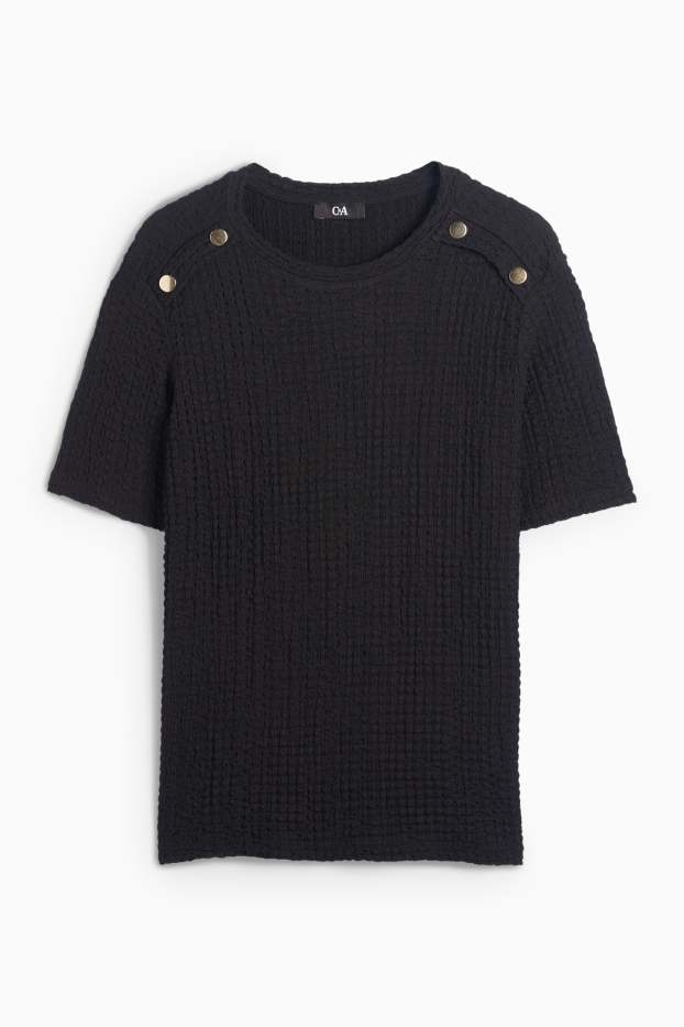 Femei - Tricou - regular fit - structurat - negru