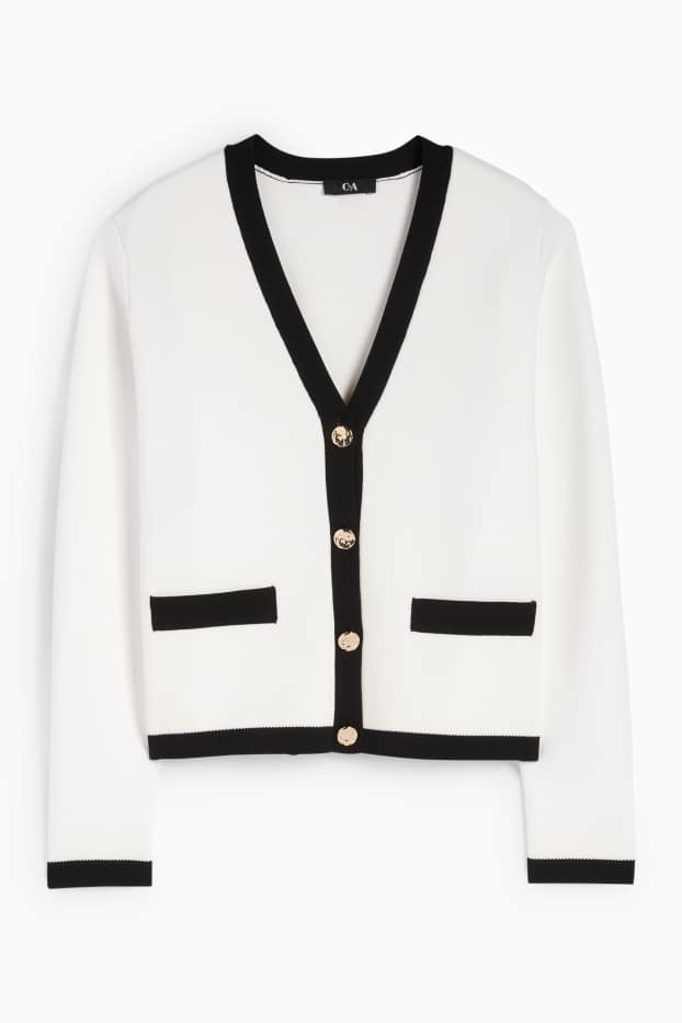 Femei - Cardigan tricotat - negru / alb