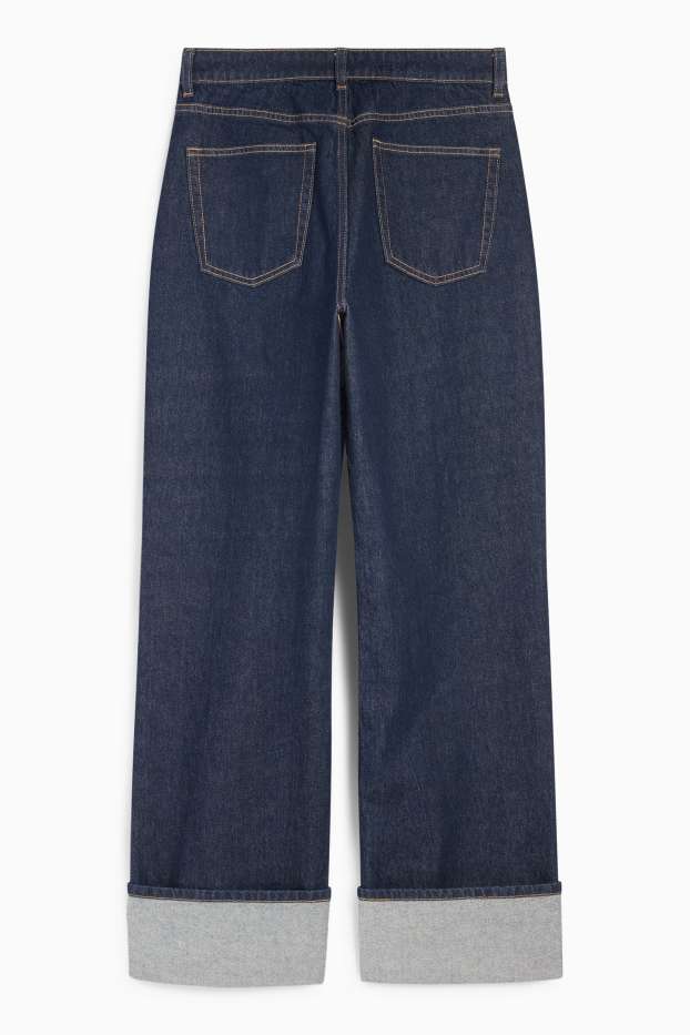 Femei - Baggy jeans - talie medie - denim-albastru închis