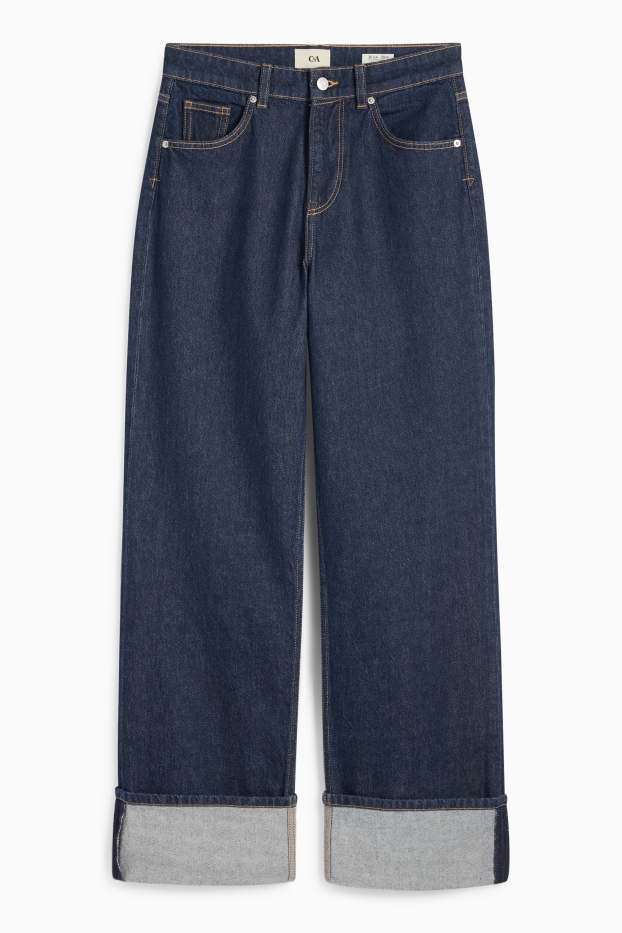 Femei - Baggy jeans - talie medie - denim-albastru închis