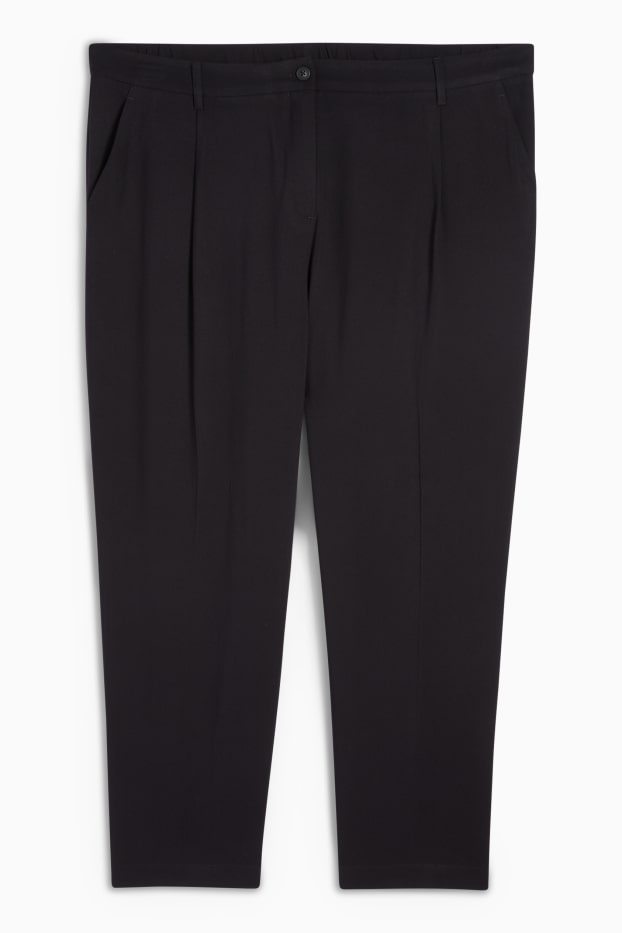 Femei - Pantaloni de stofă - talie înaltă - tapered fit - negru