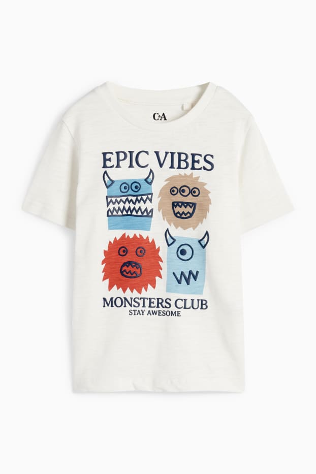 Copii - Băieți - Monstru - tricou cu mânecă scurtă - alb