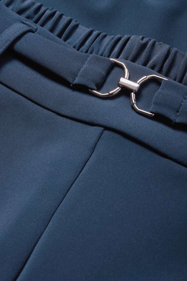 Femei - Pantaloni din jerseu - talie înaltă - wide leg - albastru închis