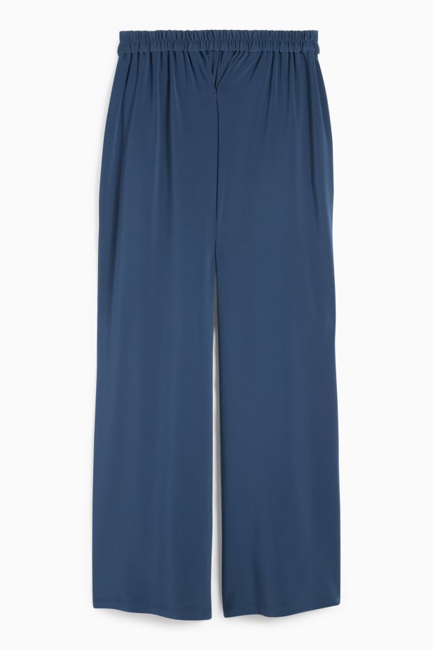 Femei - Pantaloni din jerseu - talie înaltă - wide leg - albastru închis