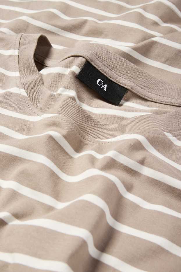 Bărbați - Tricou - regular fit - cu dungi - taupe