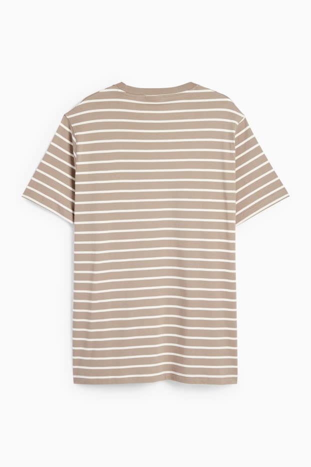 Bărbați - Tricou - regular fit - cu dungi - taupe