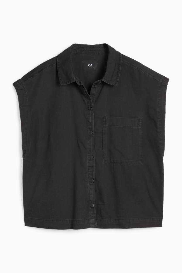 Femei - Bluză fără mâneci din denim - negru