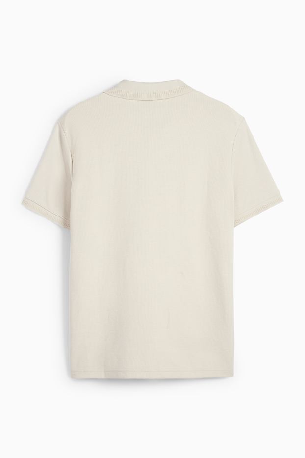 Bărbați - Tricou polo din tricot - regular fit - structurat - bej