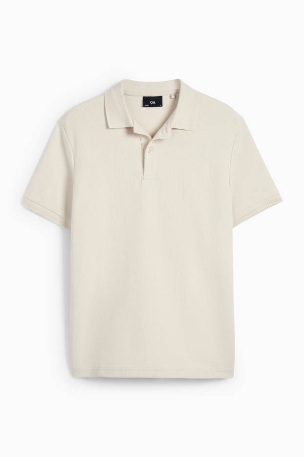 Bărbați - Tricou polo din tricot - regular fit - structurat - bej