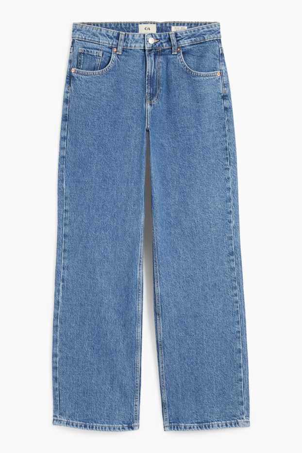 Femei - Baggy jeans - talie medie - denim-albastru