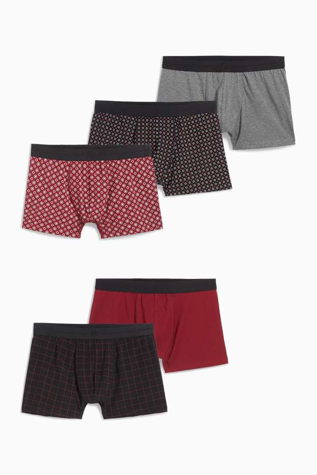 Bărbați - Multipack 5 perechi - chiloți boxer - vișiniu