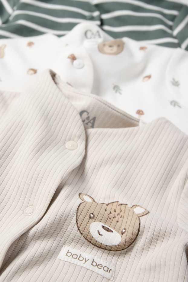 Unisex - Multipack 3 buc. - ursuleți - pijama salopetă bebeluși - gri deschis