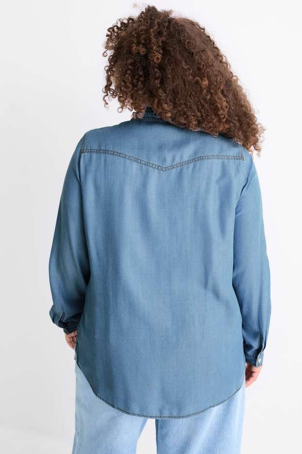 Femei - Bluză din denim - albastru deschis