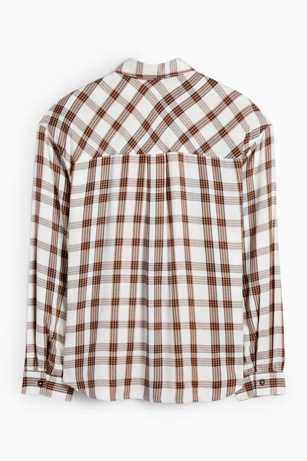 Children Girls - Shirt - check - brown / cremewhite