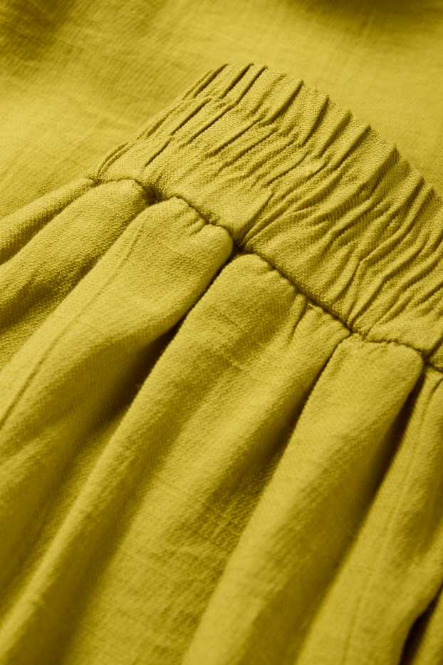 Femei - Pantaloni de stofă - talie înaltă - wide leg - kaki