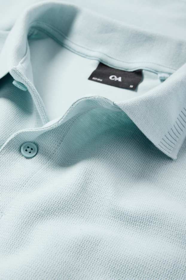 Bărbați - Tricou polo din tricot - regular fit - structurat - albastru deschis