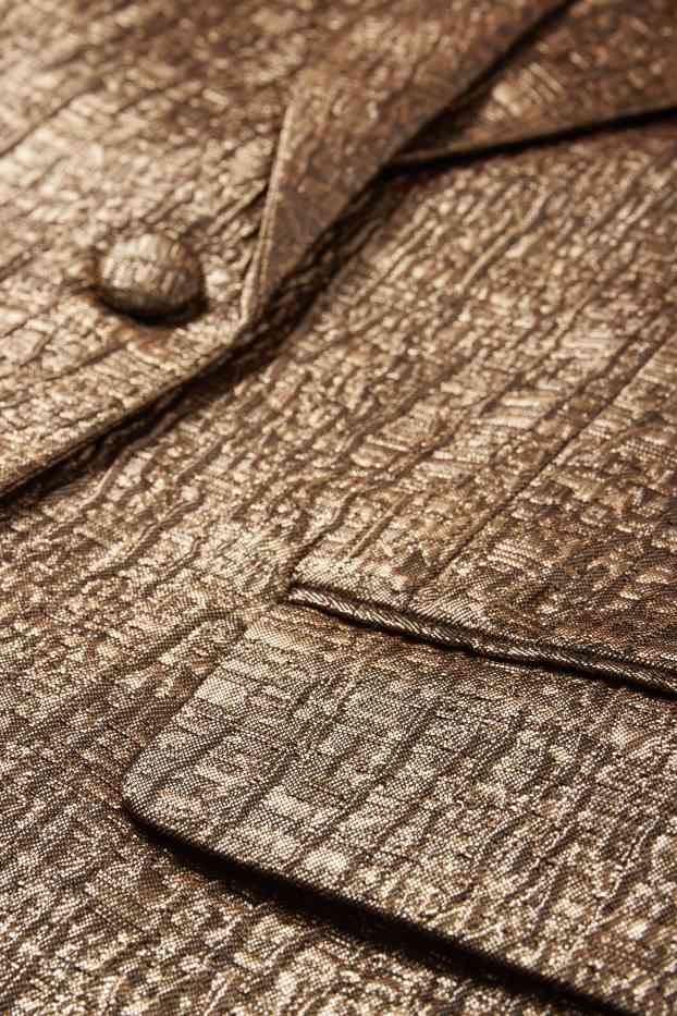 Women - Long blazer - relaxed fit - shiny - bronze