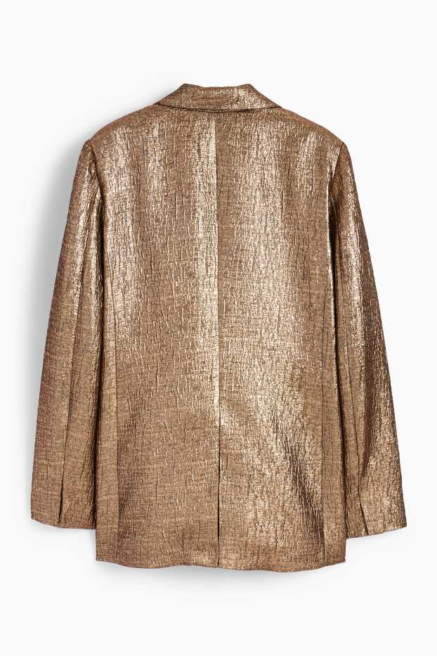 Women - Long blazer - relaxed fit - shiny - bronze