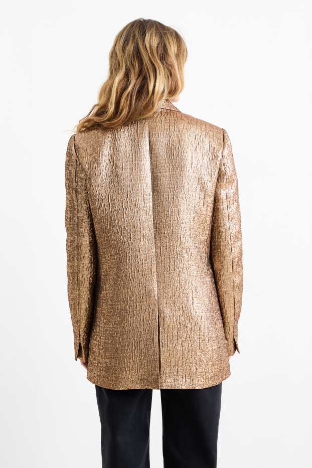 Women - Long blazer - relaxed fit - shiny - bronze