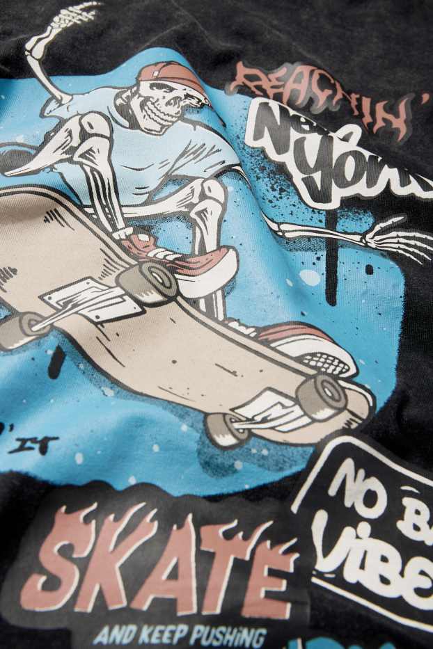 Copii - Băieți - Schelet skater - tricou cu mânecă scurtă - negru