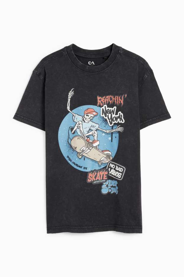 Copii - Băieți - Schelet skater - tricou cu mânecă scurtă - negru