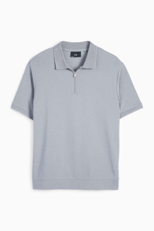 Bărbați - Tricou polo - regular fit - structurat - albastru deschis