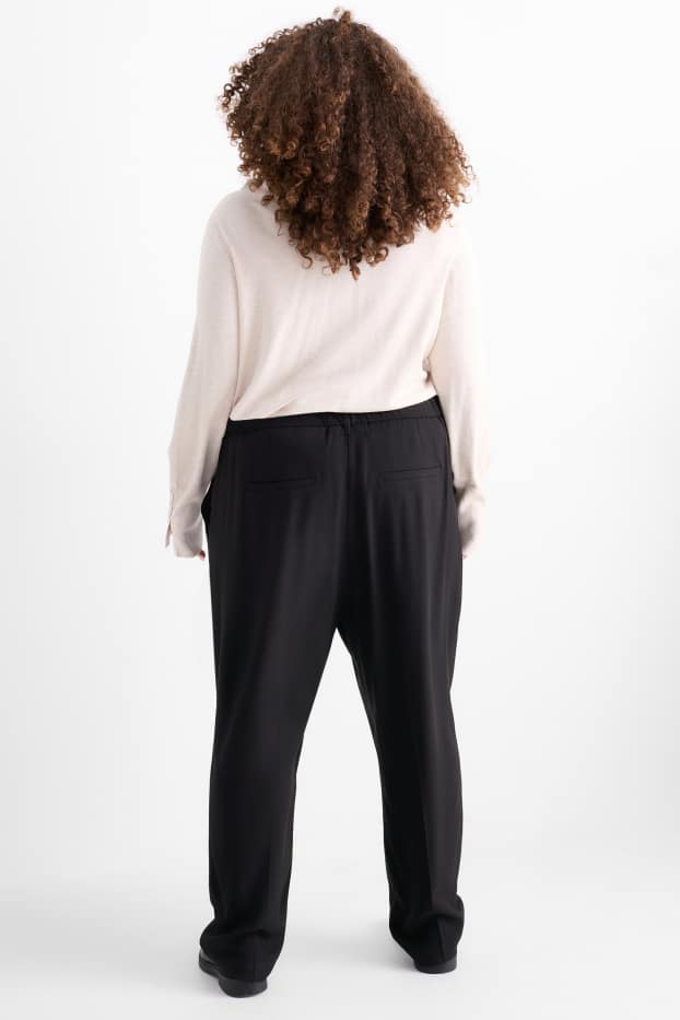 Femei - Pantaloni de stofă - talie înaltă - tapered fit - negru