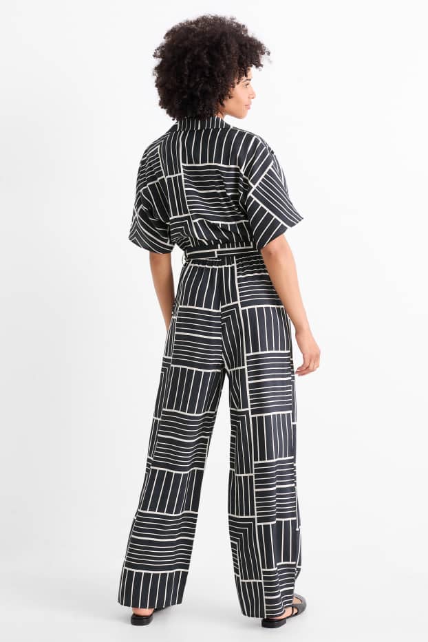 Femei - Salopetă - cu model - negru / alb