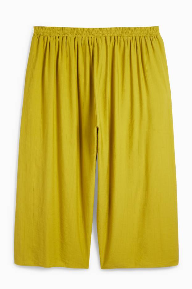 Femei - Pantaloni de stofă - talie înaltă - wide leg - kaki