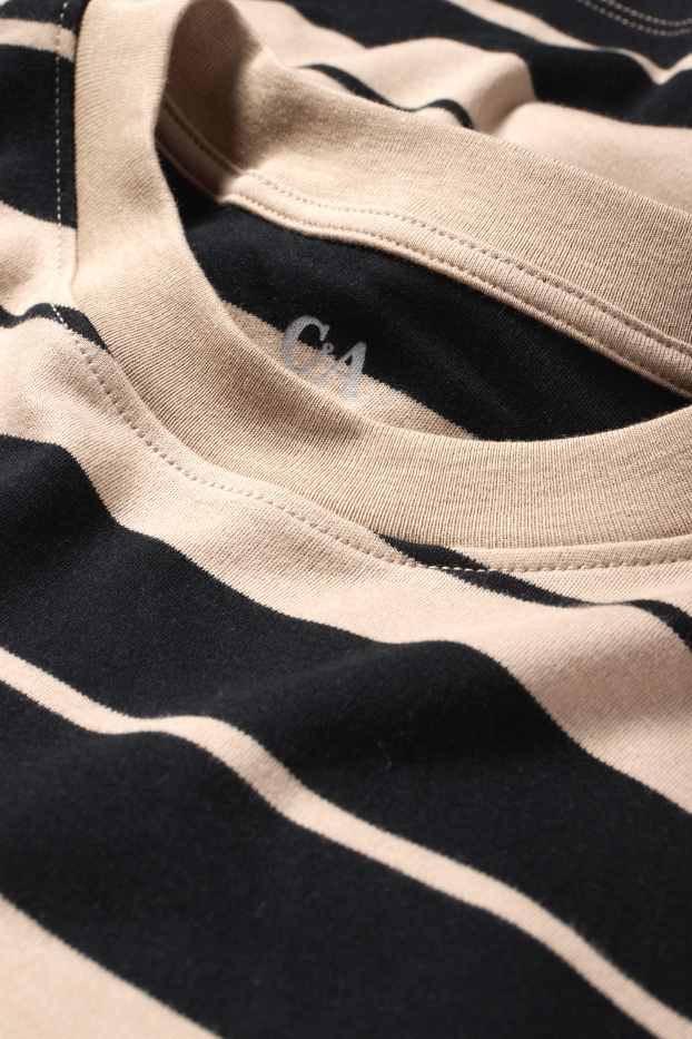 Femei - Tricou - slim fit - cu dungi - negru / nej