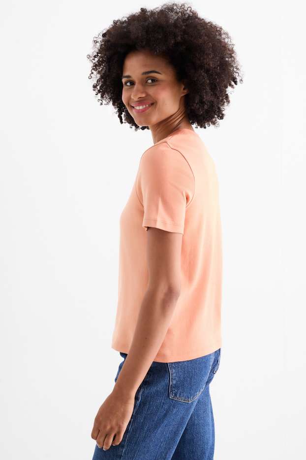Femei - Tricou - slim fit - teracotă