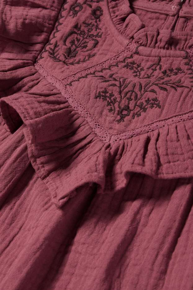 Children Girls - Cheesecloth dress - bordeaux