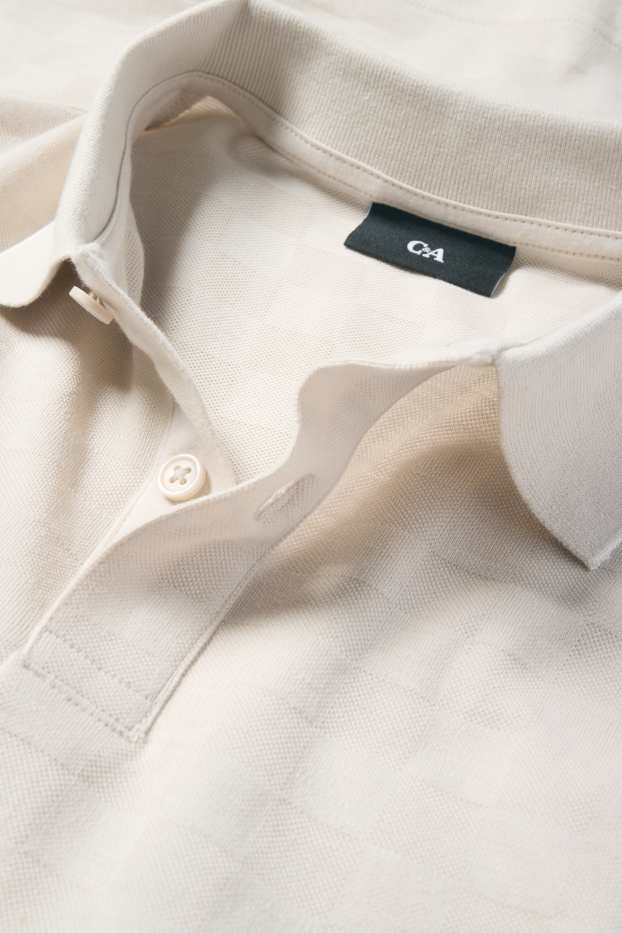 Bărbați - Tricou polo - regular fit - în carouri - bej deschis